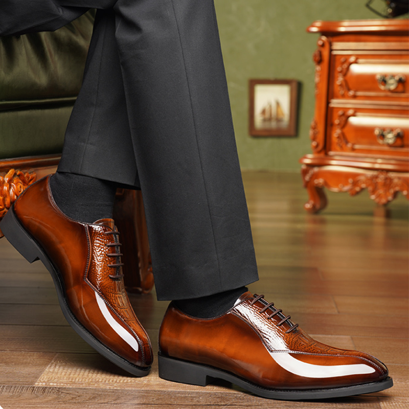 Crocodile Print British Style Business Shoes