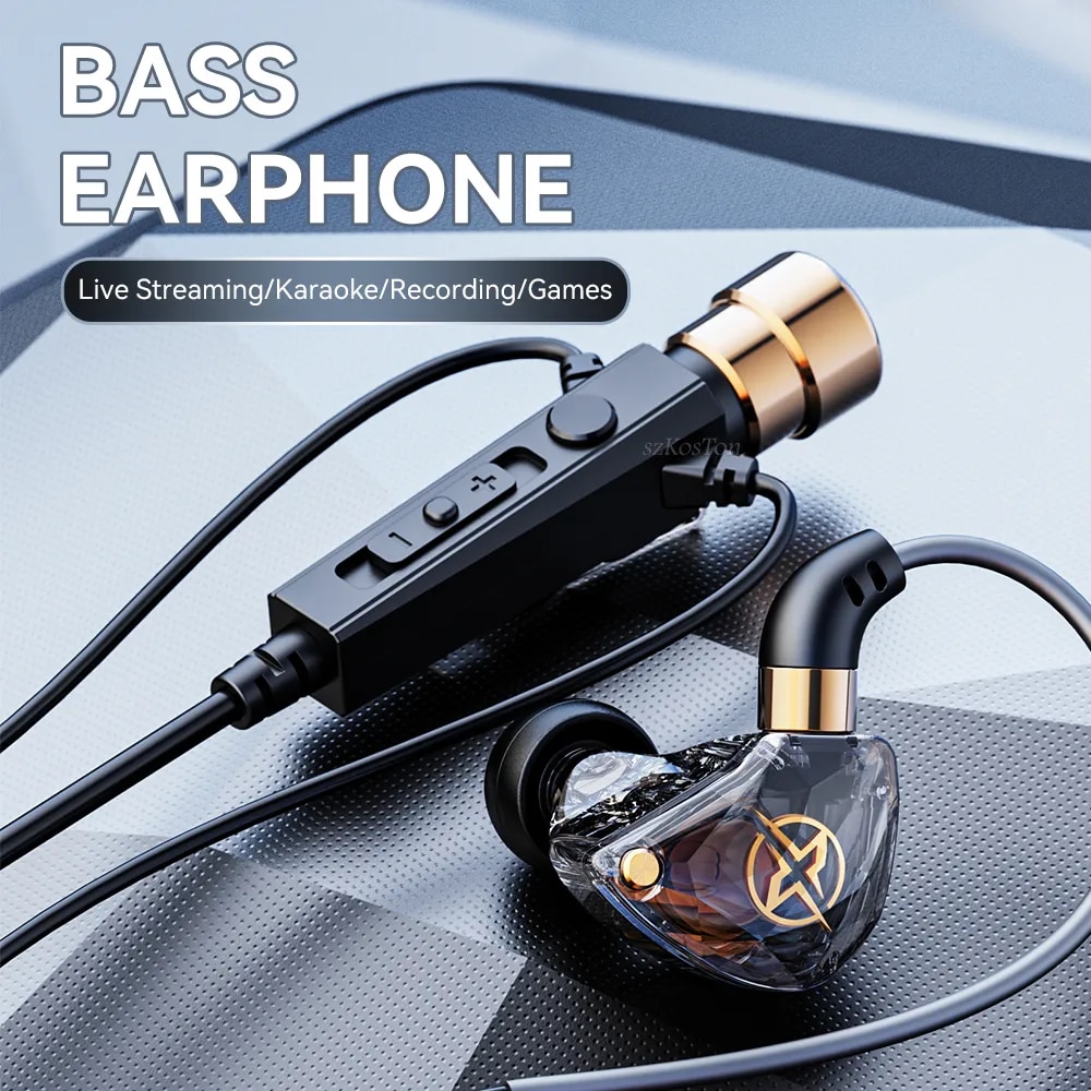 HiFi Wired Headphones with Microphone Noise-Cancelling Dynamic Earphones In Ear Earbuds Bass Headset For Sports Fitness Music  1