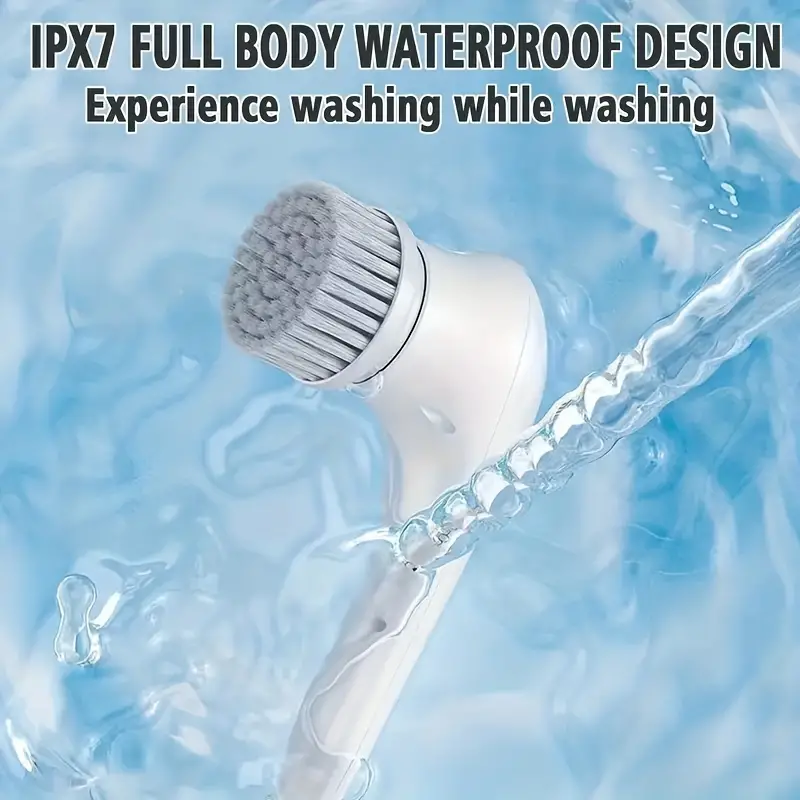 7pcs Electric Spin Scrubber, Cordless Handheld Cleaning Brush With 5 Replaceable Brush Heads, USB Rechargeable 360°Power Scrubber Mop For Wall Bathtub